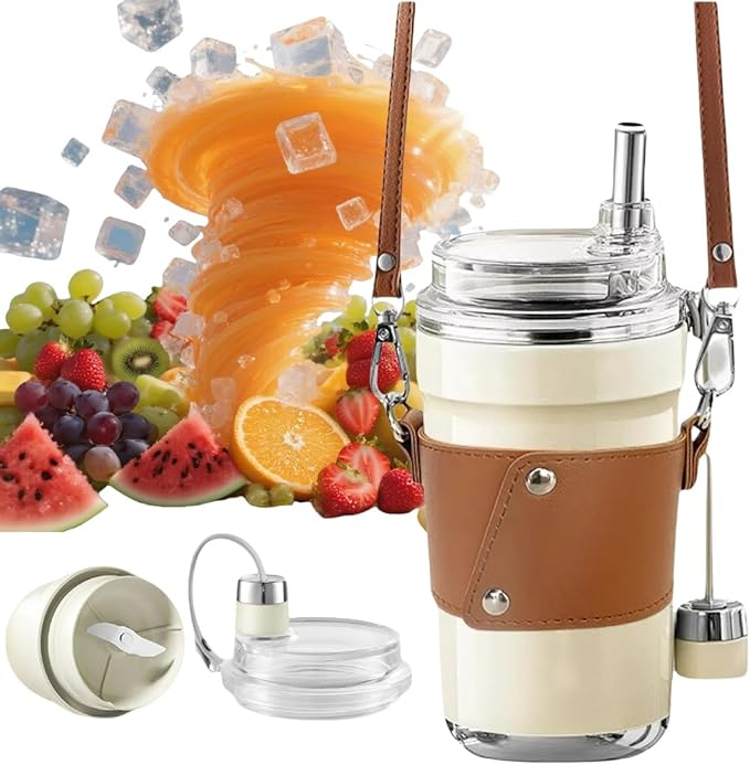 Velytycheon Shaved Ice Juice Cup Portable BlenderMultifunctional Cordless JuicerRechargeable Mini Travel CupPersonal Smoothie Blenders with Leakproof-Lid for Office Gym Camping Travel (450ML B)