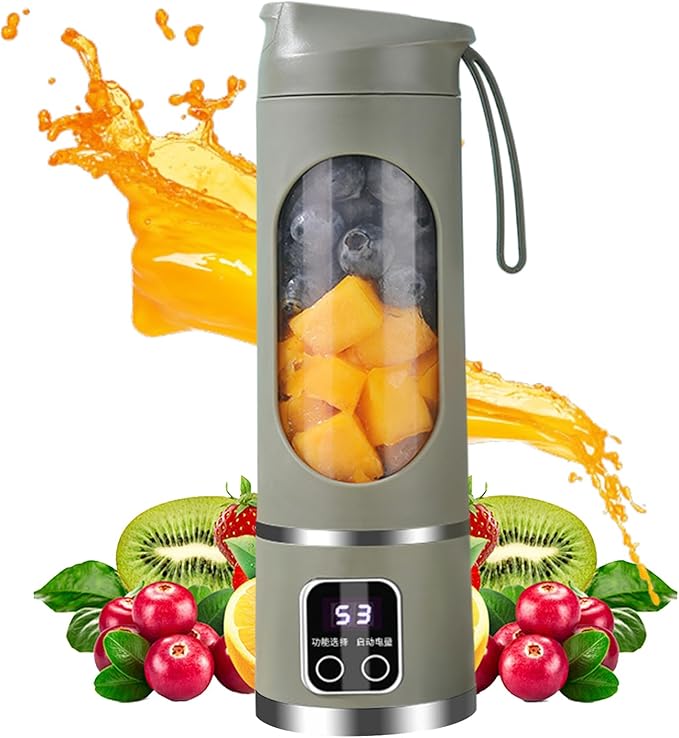 Portable Juicer | 450ml Wireless Compact Maker with LED Display - Portable Juicer Cup - for Home Gym Kitchen Beach School Camping Hiking Picnic Vacation Apartment Dorm
