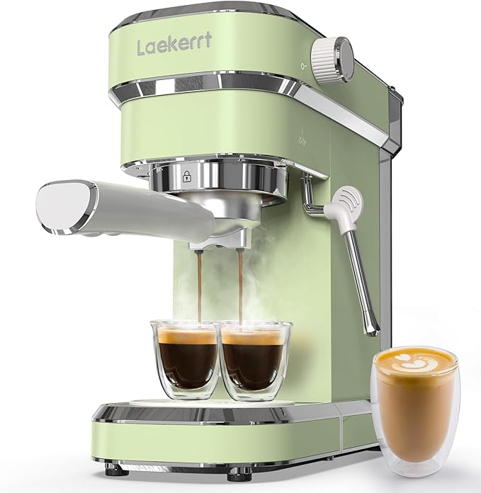 Laekerrt Espresso Machine 20 Bar Espresso Maker CMEP01 with Milk Frother Steam Wand Professional Expresso Machine for Cappuccino and Latte (Stainless Steel Green) Gift for Dad Father Coffee Lovers