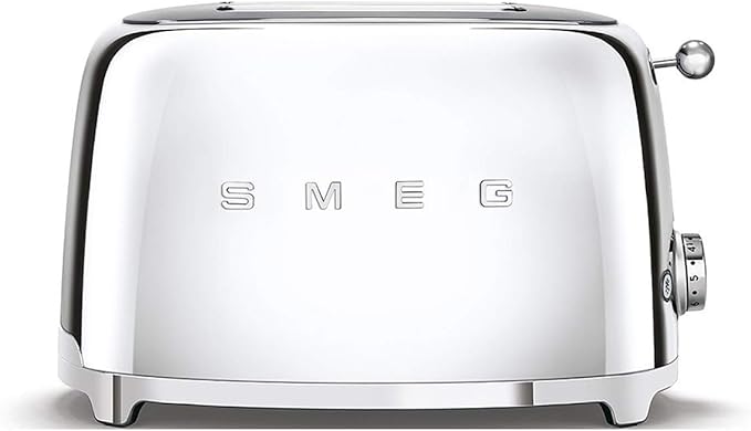 Smeg TSF01SSUS 50's Retro Style Toaster Bundle with Bamboo Tongs - (Chrome) 2 Slice