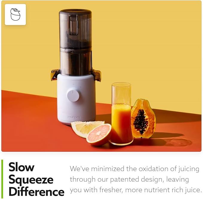 Hurom H310A Renewed Personal Self Feeding Slow Masticating Juicer - Lavender | Easy-Clean Max Yield Quiet Motor - Hopper Fits Whole Produce - BPA Free