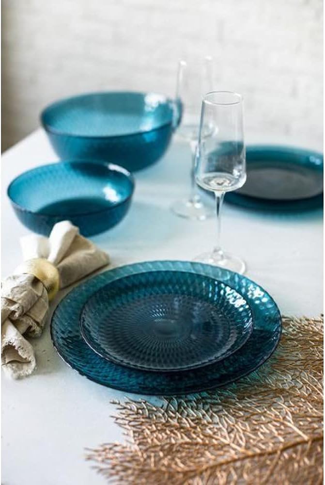 Books.And.More Dinnerware Idylle London Topaz Tableware Set of 18 Kitchen Plates Bowl and Dessert Plates Kitchen Dinner Set for Home
