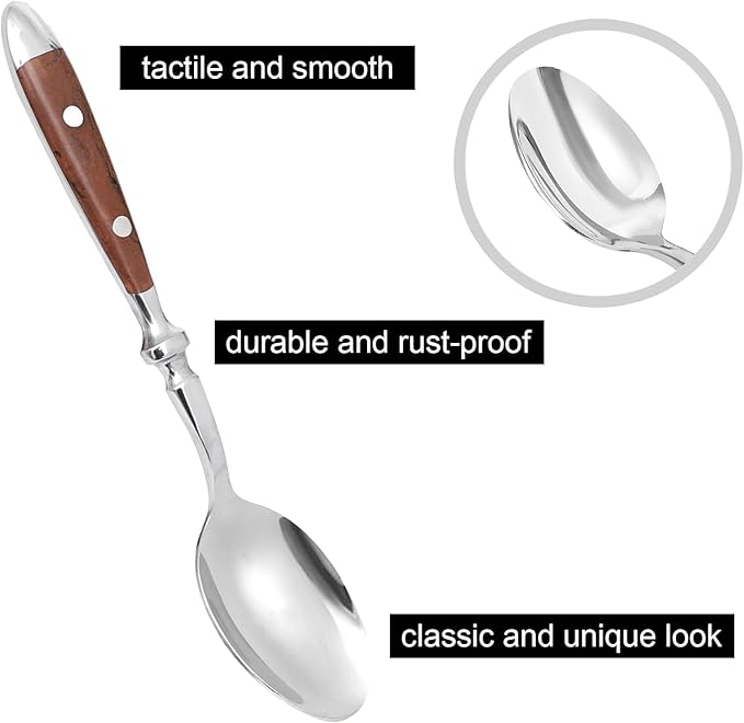 Silverware Set For 8 with Two Rivets Vintage 40-Piece Everyday Flatware Set with Wood Grain Bakelite Handle Stainless Steel Cutlery Set Dishwasher Safe Knives Spoons and Forks Set