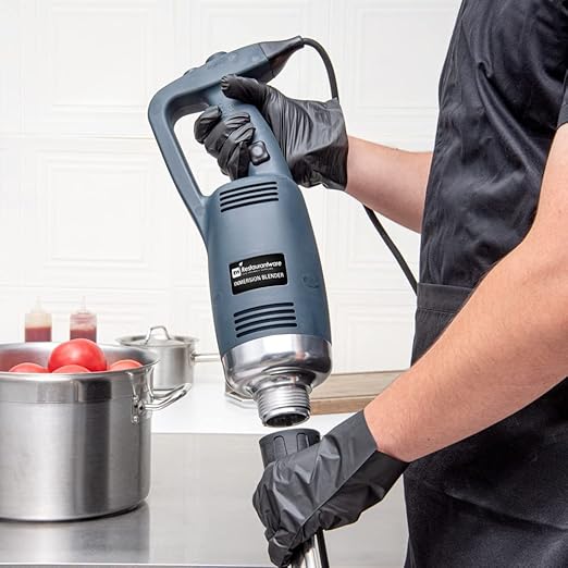 Restaurantware Hi Tek 7.7 x 4.3 x 16.3 inch Immersion Blender 1 Variable Speed Stick Blender - 1 Horsepower 750W Stainless Steel Immersion Hand Blender 110V