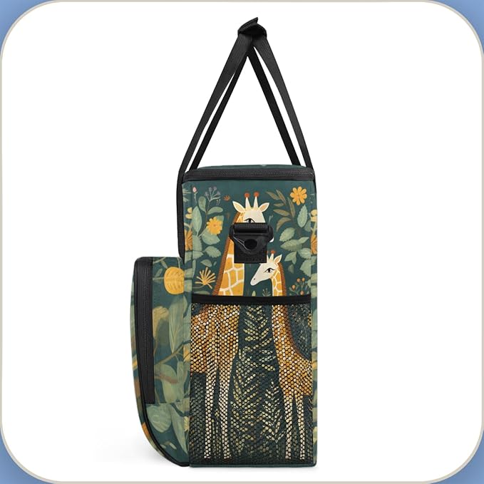Forest Giraffe Coffee Maker Carrying Bag Retro Giraffe Travel Storage Bag Compatible with K-Mini or K-Mini Plus Single Serve Coffee Brewer Carrying Case with Multiple Pockets &amp Shoulder Strap