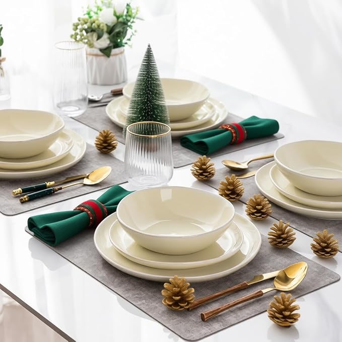 AmorArc Ceramic Dinnerware SetsHandmade Reactive Glaze Stoneware Plates and Bowls SetsHighly Scratch Resistant | Dishwasher &amp Microwave Safe Dishes SetService for 6 (18pc)