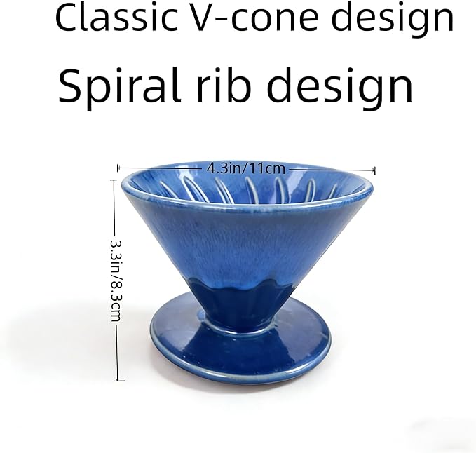 Pour Over Coffee Maker Ceramic Coffee Maker With Stainless Steel Coffee Filter 40 Filter Papers Stainless Steel Spoon 15.9 oz/470 ml Pour Over Coffee Dripper