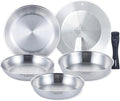 316 Stainless Steel Removable Handle Cookware 5-Ply Stackable Cookware Set 6-Piece Pans with Universal Lid Induction Compatible Oven &amp Dishwasher Safe