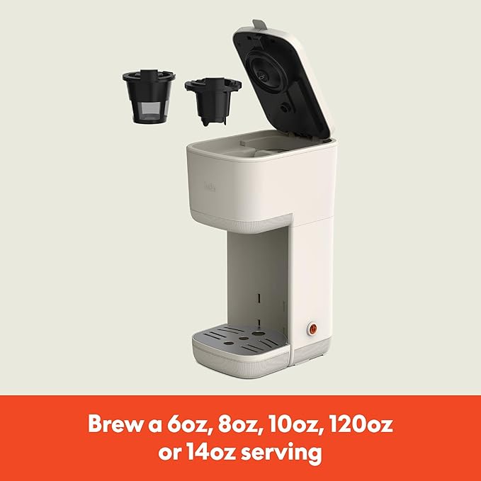 BELLA Single Serve Coffee Maker K Cup &amp Coffee Ground Compatible with Removable Adjustable Drip Tray Auto Shutoff &amp Reusable Dishwasher Safe Accessories Brews 6oz to 14oz 1000 Watt Oatmi