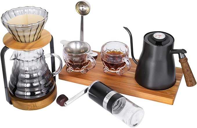 SOTECH Pour Over Coffee Maker Set Bundle with Black Dripper Stand Server