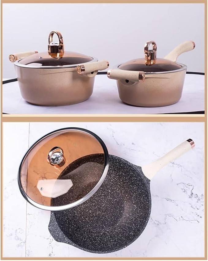 Pots and Pans Set 4 Pieces Wok Soup Pot Household Gas Induction Cooker Supplies Kitchen Pot Cooking Set Kitchen Pan Set Kitchen Cooking Set