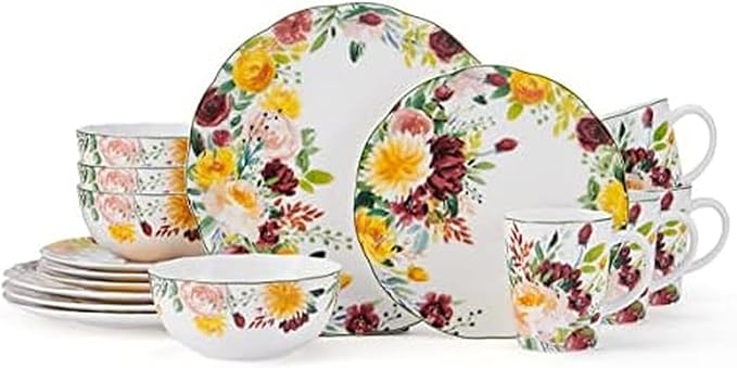 Mikasa Clara Bone China Lightweight Chip Resistant 16 Piece Dinnerware Set Service For 4