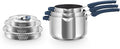 Zakarian x Dash TruPro® Nonstick Stainless Steel Stacking Sauce Pan Set - Compact Cookware Set for Everyday Cooking - Non-Stick Space-Saving and Oven-Safe - Blue 6-Piece Set