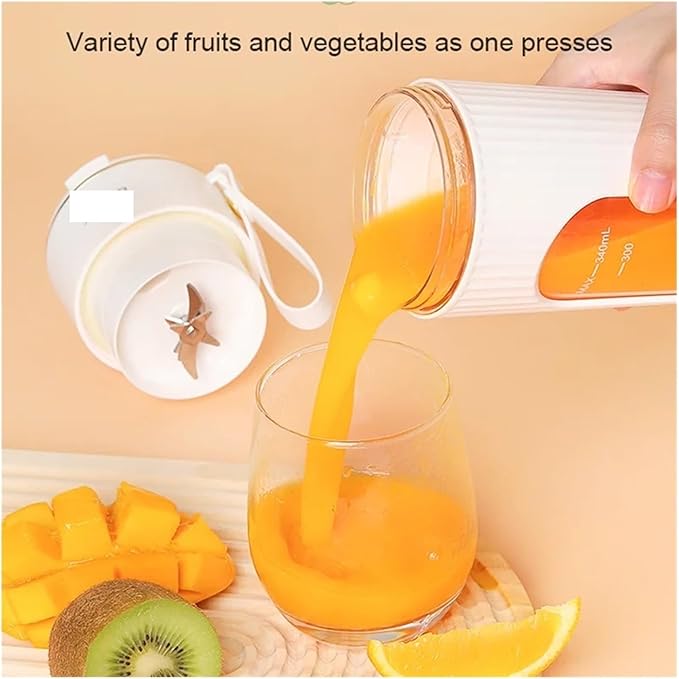 Fit for 340ml Portable Electric Juicer with LCD Display - Rechargeable Fruit Juice Cup for Outdoor Travel 14 Blades(H)