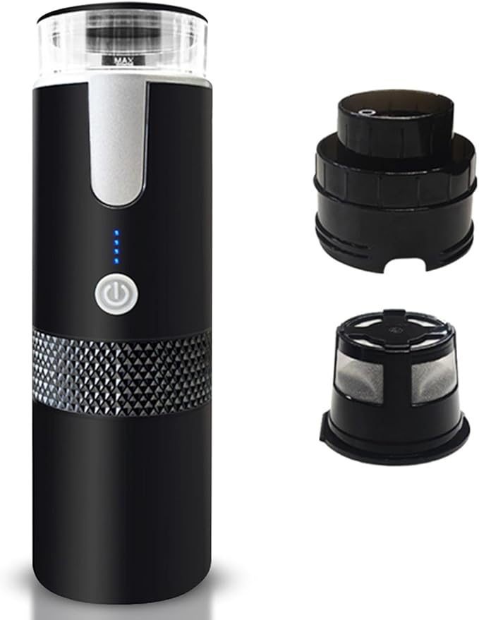Portable Electric Coffee Maker - Mini 6oz Single Serve Coffee Machine with BuiltIn Capsule Bin 1200mAh Rechargeable Battery for Travel Camping and Office Use