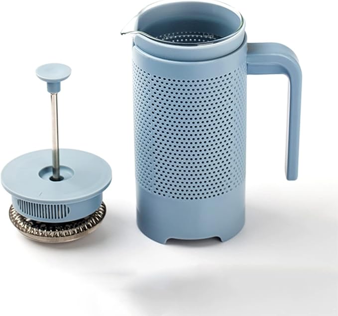 Coffee Maker Coffee Pot Espresso Mocha Machine 350ml French Press Large Capacity Glass Insulated Coffee Press Core Drink Tool for BaristaBlue