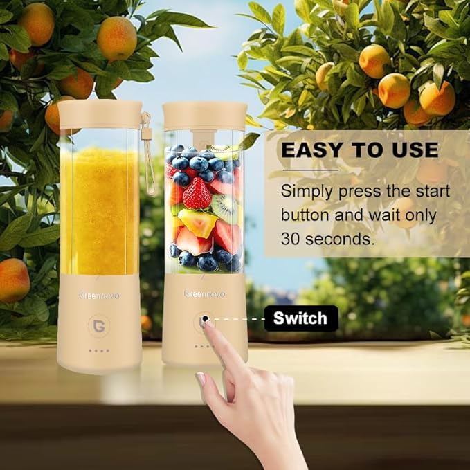 Portable Blender 500ml Personal with 6 Sharp Blades Rechargeable 5000mAh 18000-22000rpm Power for Shakes &amp Smoothies BPA Free for Kitchen Office Gym Hiking (pink)