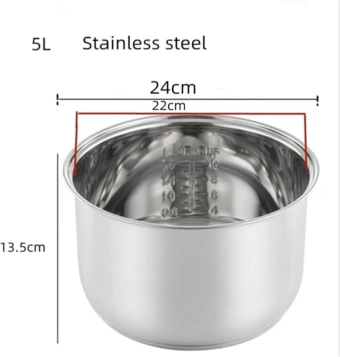 2.5L 4L 5L 6L Stainless Steel Liner Ceramic Glaze Liner Rice Cooker Electric Pressure Cooker Inner Bowl(5L B)