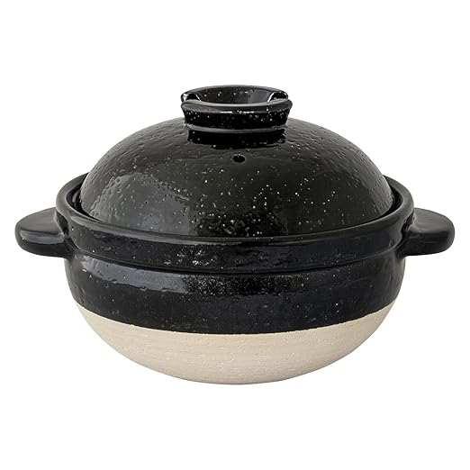 Nagatani Seitou ACT-03 Hase-en Kamado-san Earthenware Pot for 2 Cook Rice Made in Japan (With Rice Spoon Recipe) Diameter 8.5 inches (21.5 cm) x Height 6.3 inches (16 cm) Heat Retention Rice Pot