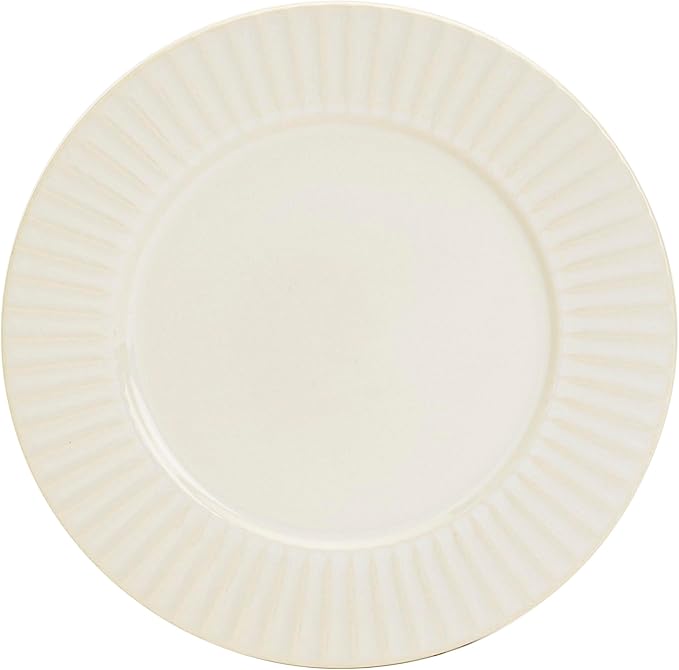 Tabletops Gallery Richmond 12-Piece Reactive Glaze Stoneware Dinnerware Set of Kitchen Dishes Dinner Plates Cereal Bowls Service for 4 White