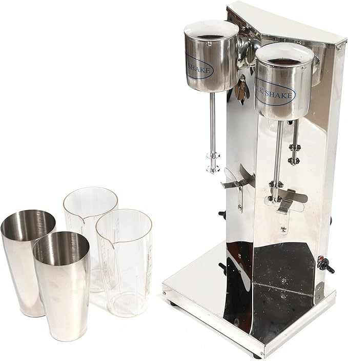 650ML Milkshake Machine Electric Milk Shakers 360W Commercial Milkshake Machine 18000rpm Milkshake Maker Machine Double Head Drink Mixer Stainless Steel Milk Shaker Maker Mixer Smoothie Milk