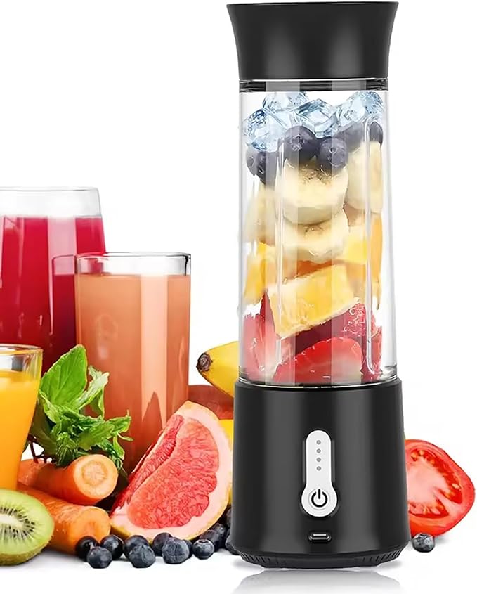 Portable Mini Smoothie Blender Personal Size Electric USB Juicer Cup 500ML with 6 Blades 18000RPM Mixing Efficiently and 25 Cups After Full Charged for Office Gym Camping Travel
