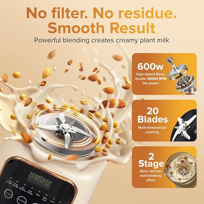 Nut Milk Maker 10-in-1 54 oz Soy Milk Machine with Aroma Boxes Included 35000 RPM Auto Cleaning 24H Delay Start 4H Keep Warm – Almond Oat Cashew Soup &amp More