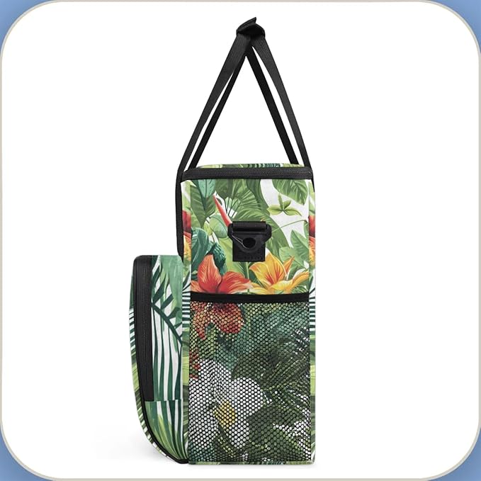 Coffee Maker Carrying Bag Palm Leaves Flower Pattern Single Cup Coffee Maker Travel Bag Compatible with Keurig K-Mini or K-Mini Plus Portable Storage Bag with Shoulder StrapAZ-209
