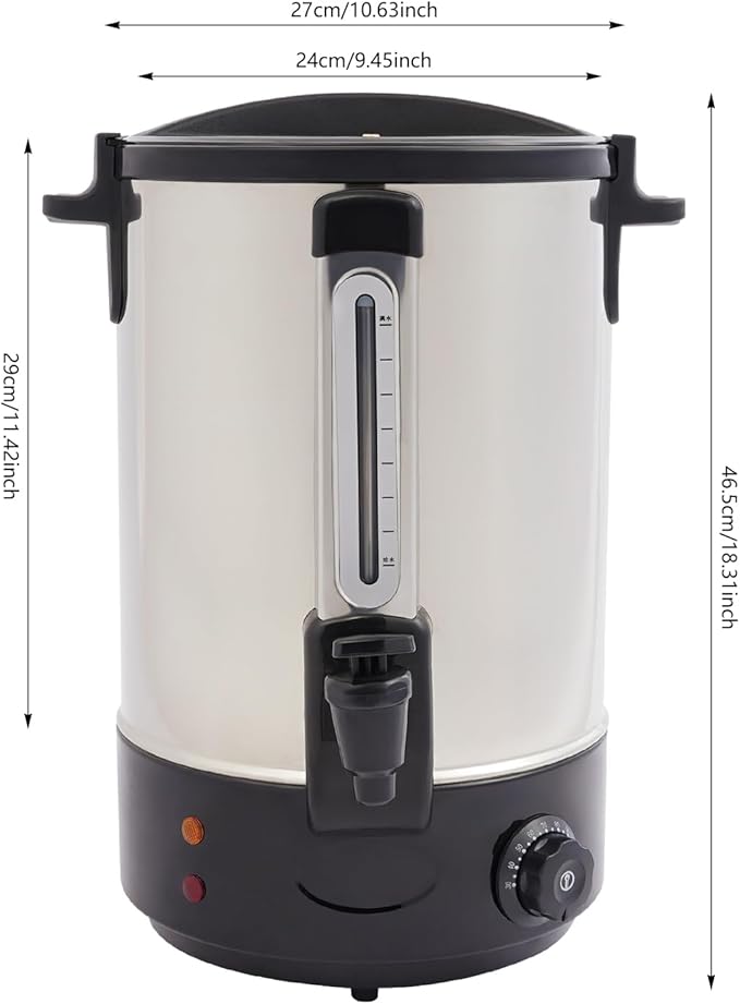 65 Cups Commercial Coffee Storage Machines 1800W Stainless Steel Double-Wall Coffee Maker with Temp Control Large Stainless Steel Hot Beverage Dispenser for Catering Business Party (Black 18L)