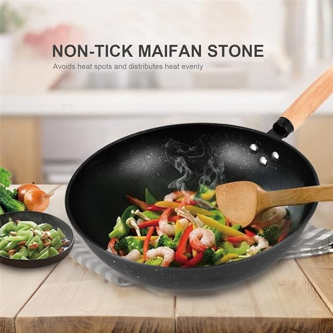3PCS Cookware Set Wok Frying Pan Saucepan with Lid Pots Pans Set Maifan Stone Nonstick Egg Pan Cooking Tools Kitchen Utensils