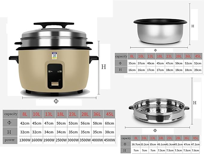 Large Rice Cooker with Steamer (8L-45L) Canteen Commercial Hotel Home Old-fashioned Large Capacity Rice Cooker 8-60 PeopleUS/EU Used(36L)