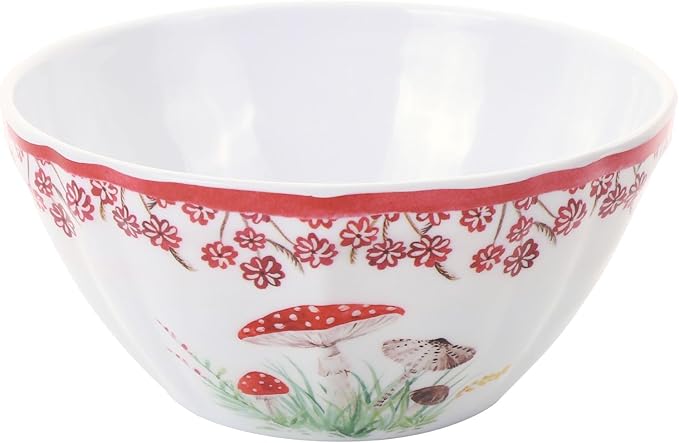 UPware 12 Piece Mushroom Melamine Dinnerware Sets Outdoor Dishes Set Plates and Bowls Sets Service for 4 Red