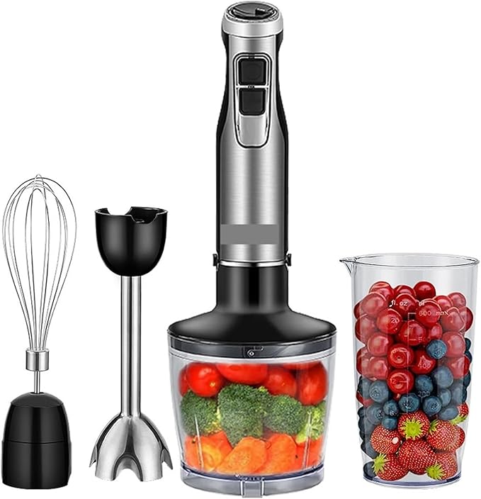 Fit for 4 in 1 High Power 1200W Immersion Hand Stick Blender Mixer with Chopper and Smoothie Cup - Stainless Steel Ice Blades for Effortless Blending