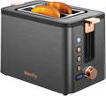 Mecity Toaster 2 Slice Stainless Steel Body Timer Bagel/Defrost/Reheat/Cancel FunctionsWarming Rack Removable Tray 6 Browning Settings Extra Wide Slots Bread Toaster 120V 800W Grey
