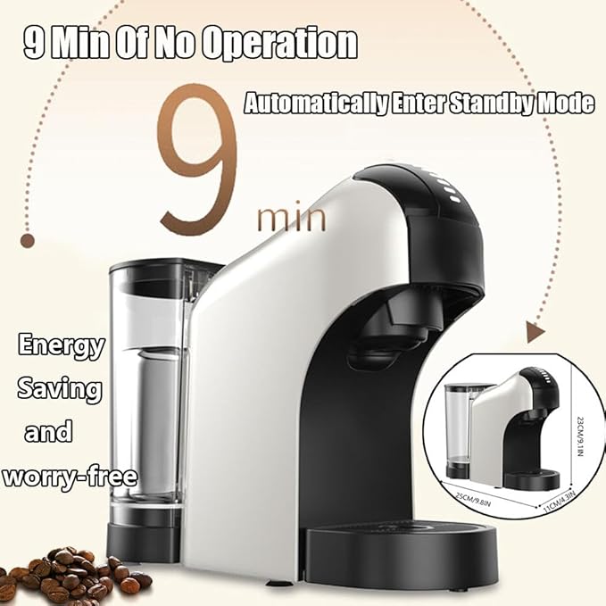 Capsule Coffee Machine 20 Bar Single-Serve Coffee Maker Espresso Machine With 27 Oz Removable Water TankOne-Touch Switch Fast Heating Cappuccino And Latte Machine Maker For HomeBlack