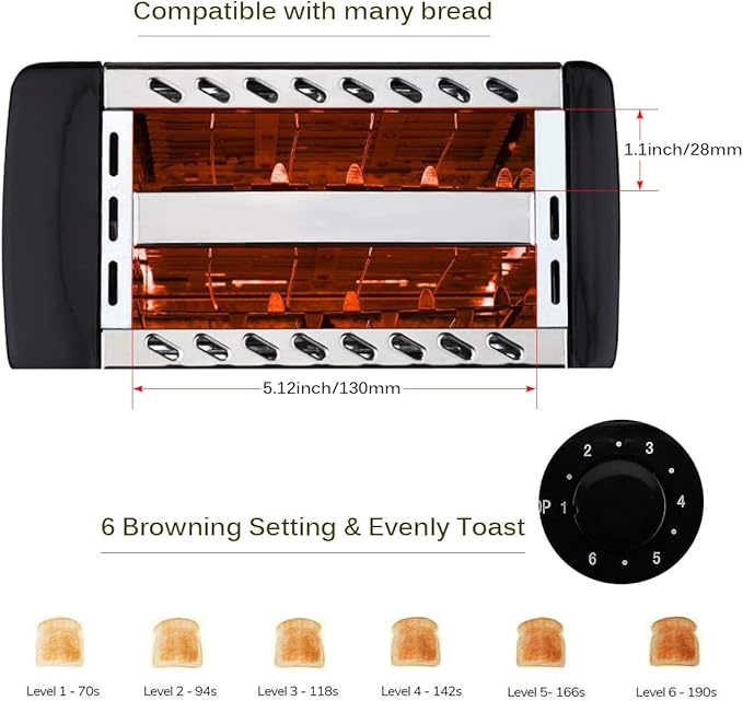 2 Slice Toaster Best Rated Prime Stainless Steel 1.5 inch Wide Slot Small Household Kitchen Toaster with Shade Selector and Pop Up Reheat Defrost Cancel Functions 6 Bread Shade Settings Removable Cr