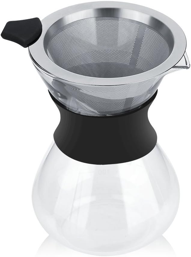 Pour Over Coffee MakerManual Hand Drip Coffee Maker Glass Pot With Stainless Steel Filter For Home