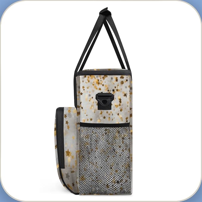 Glitter Coffee Maker Carrying Bag White Gold Portable Travel Storage Tote Bag Compatible with K-Mini or K-Mini Plus Single Serve Coffee Brewer Carrying Case with Multiple Pockets &amp Shoulder Stra