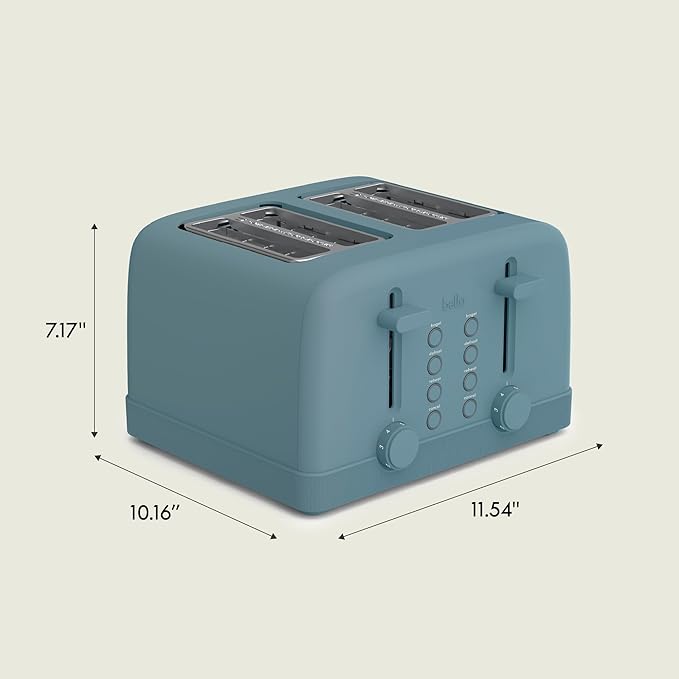 bella 4 Slice Toaster 6 Setting Shade Control with Reheat &amp Cancel Buttons Removable Crumb Tray Anti Jam &amp Auto Shutoff 900 Watt Surf