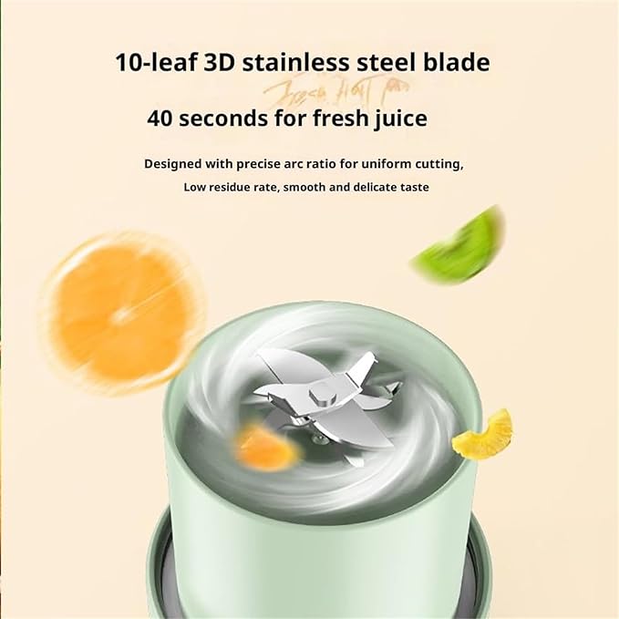 Blender Mini Japan 28oz Hand Blender — Directly Squeezed Fresh Juice Portable With Lid USB-C Rechargeable (Blue)