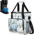 White Pumpkin Stripes Coffee Maker Carring Bag Travel Carrying Storage Tote Bag Compatible with Keurig K-Mini or K-Mini Plus Portable Single Serve Coffee Brewer Case with Pockets for K-cup Pods