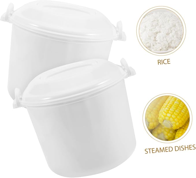 1Set Microwave Rice Cooker with Lid Portable Rice Container for and Steaming for Family Meals Reusable Kitchen Tool for Prep