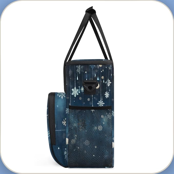 Snowflake Coffee Maker Carrying Bag Christmas Bell Travel Storage Bag Compatible with K-Mini or K-Mini Plus Single Serve Coffee Brewer Carrying Case with Multiple Pockets &amp Shoulder Strap