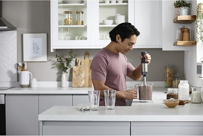 Kenwood Triblade XL HBM60.307GY Hand Mixer with Splash Guard Chopper 500 ml Metal Whisk and Puree Made of BPA-Free Plastic Dishwasher Safe 1000 W Grey