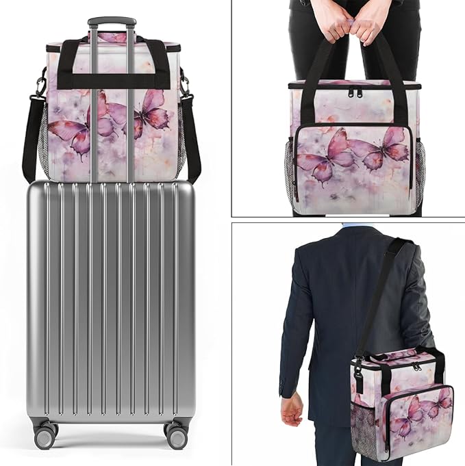 Retro Butterfly Coffee Maker Carrying Bag Oil Painting Butterfly Travel Storage Bag Compatible with K-Mini or K-Mini Plus Single Serve Coffee Brewer Carrying Case with Pockets &amp Shoulder Strap