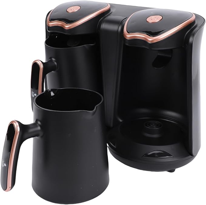 Fockety Turkish Coffee Maker 1200W Electric Turkish Coffee Pot Adjustable Temperature Machine with Dual Pots for Home &amp Travel