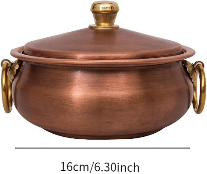 YIJU Handcrafted Copper Pot Cookware Set for Home And Camping 16cm Dia