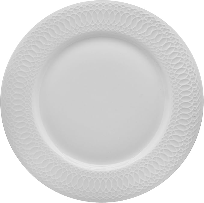 Mikasa Levi 40 Piece Bone China Dinnerware Set Embossed Plates Bowls Chip-Resistant Lightweight Elegant and Durable Service for 8 White
