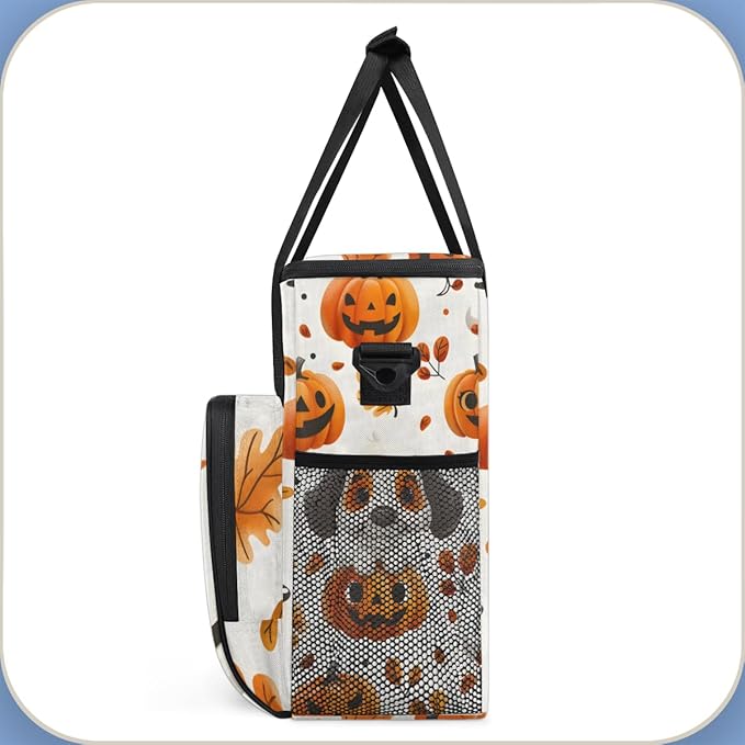 Retro Pumpkin Coffee Maker Carrying Bag Graffiti Pumpkin Travel Storage Bag Compatible with K-Mini or K-Mini Plus Single Serve Coffee Brewer Carrying Case with Multiple Pockets &amp Shoulder Strap