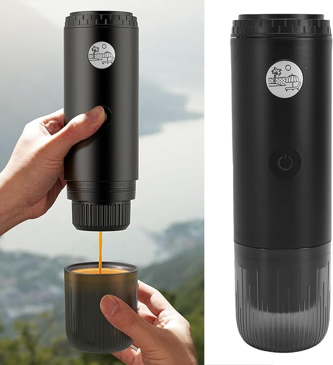 Portable Coffee Maker for Travel 19bar USB Rechargeable Cordless Portable Espresso Machine for Coffee Grounds &amp Capsules Ideal for Camping Hiking Office RV